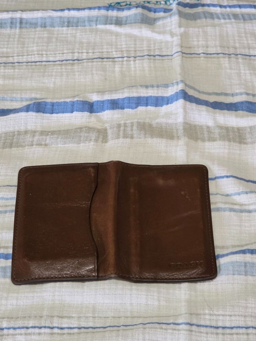 COACH 2244 Heritage Sport Calf Leather Bifold Card Case Wallet Brown Vintage Loo